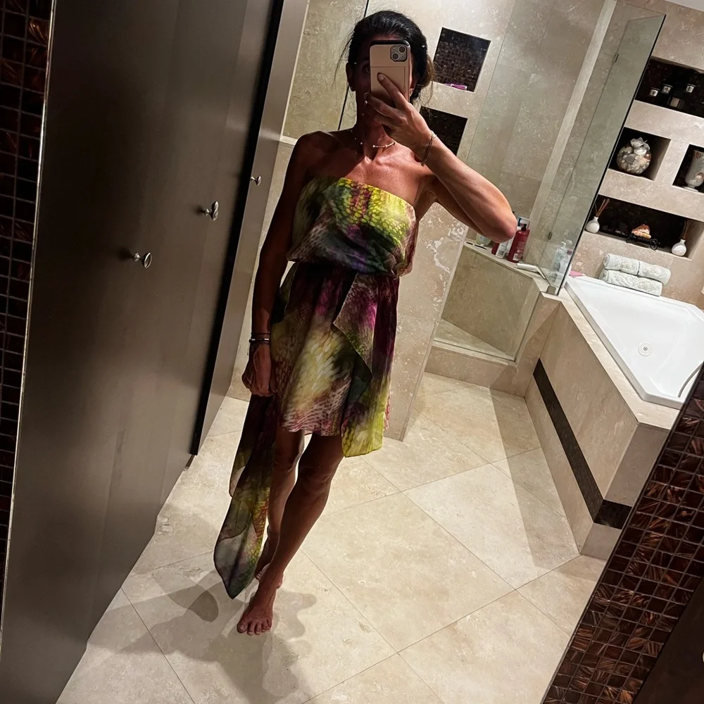 bebe Multicolor Strapless Dress